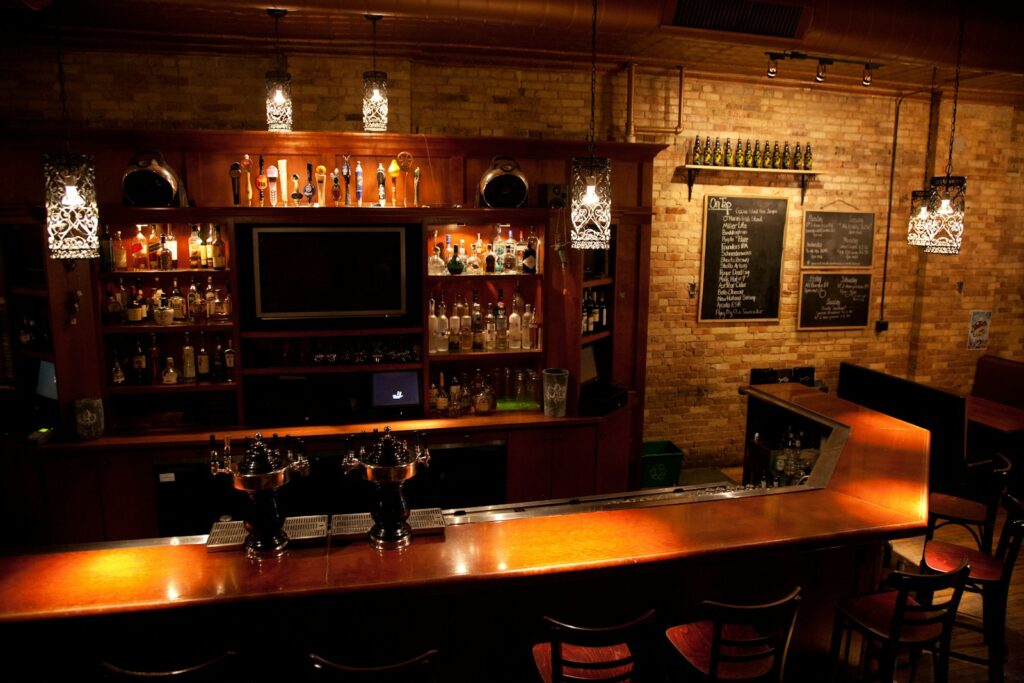 a bar with a large bar